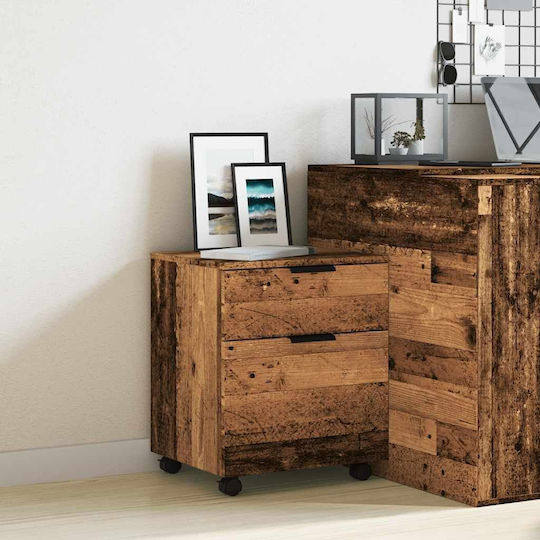 Büroaufbewahrungsschublade aus Holz mit Rädern Alt-Holz 45x38x54cm