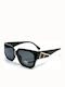 Woman's Fashion Unisex Sunglasses with Black Plastic Frame and Black Lens G-91