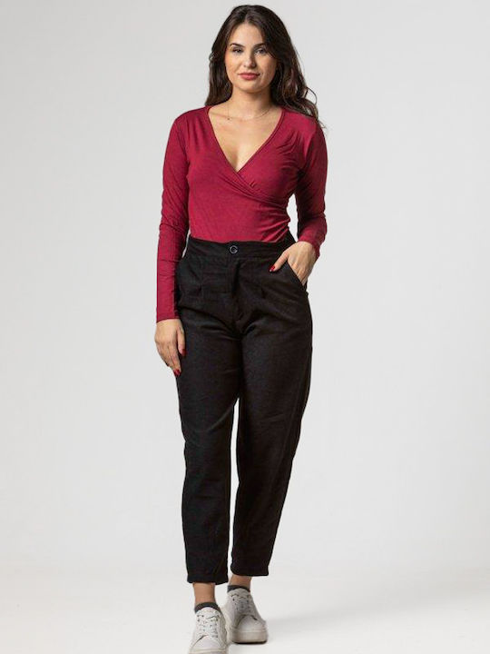 Simple Fashion Women's Fabric Trousers Dark Blue