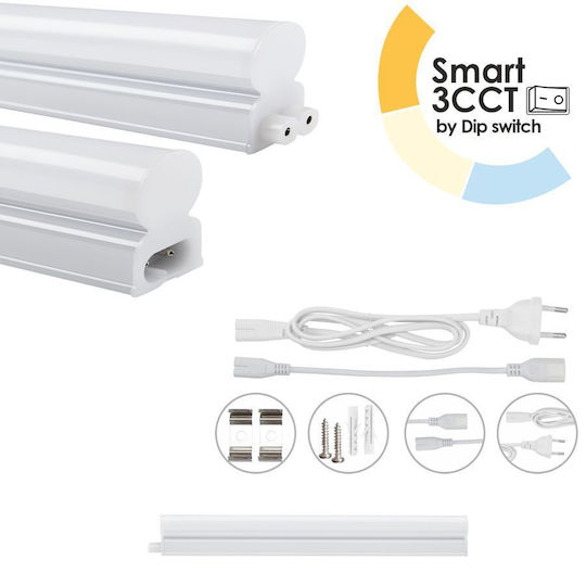 El199411 LED T5 Leuchte 4W|400lm|3CCT 3000-4000-6500K mit Dip-Schalter|300x22,5xH36mm Enjoysimplicity +Kabel 1m +Kabel 15cm