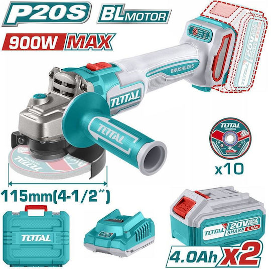 Total TAGLI211542 Polizor unghiular 115mm Baterie Fără perii