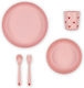 Konges Slojd Feeding Set made of Plastic Pink 4pcs
