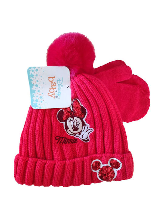 Minnie Set Căciulă Copil cu Mănuși Roșu