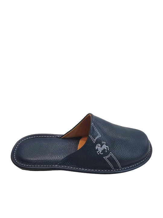 Prive Men's Leather Slippers Blue