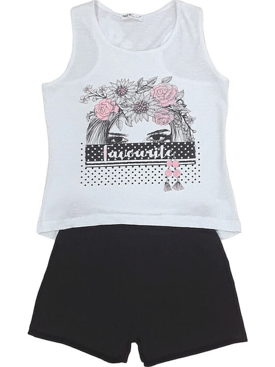 Nek Kids Wear Kids Clothing Set with Shorts White 2 Pieces
