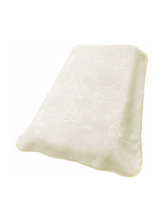 Dimcol Cot Blanket Bebe Bicycle Bear 22 110x140cm