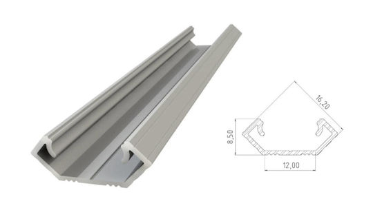 Alu Angle Profile 45st Anodized Silver Dl 3000 Max Tape Width 12mm