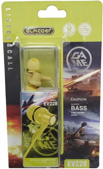 Wired In-ear Handsfree Headphones with Connector 3.5mm Yellow