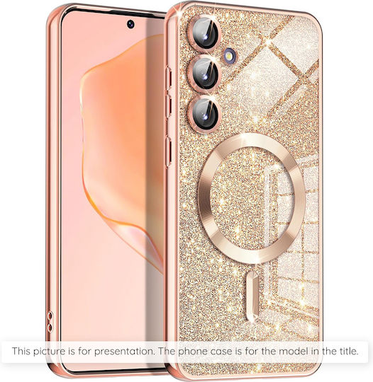 Techsuit Luxury Glitter Umschlag Rückseite Silikon Rose Gold (Galaxy A16)