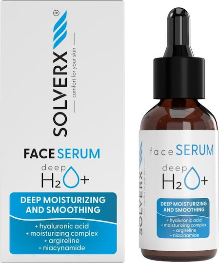 Solverx Deep H2o+ Енандетично и Против стареене Серум за лице с Ниацинамид и Хиалуронова киселина за Стягане 30мл