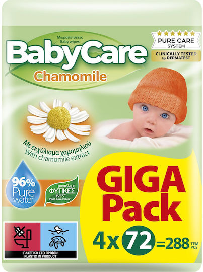 BabyCare Chamomile Μωρομάντηλα χωρίς Οινόπνευμα & Parabens 4x72τμχ