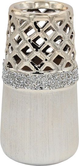 Keramikvase Φ12x23 cm Champagner Strass Keskor 07730