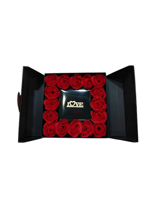 Künstliche rote Rosen Ringbox Valentinstag 84701 Schwarz