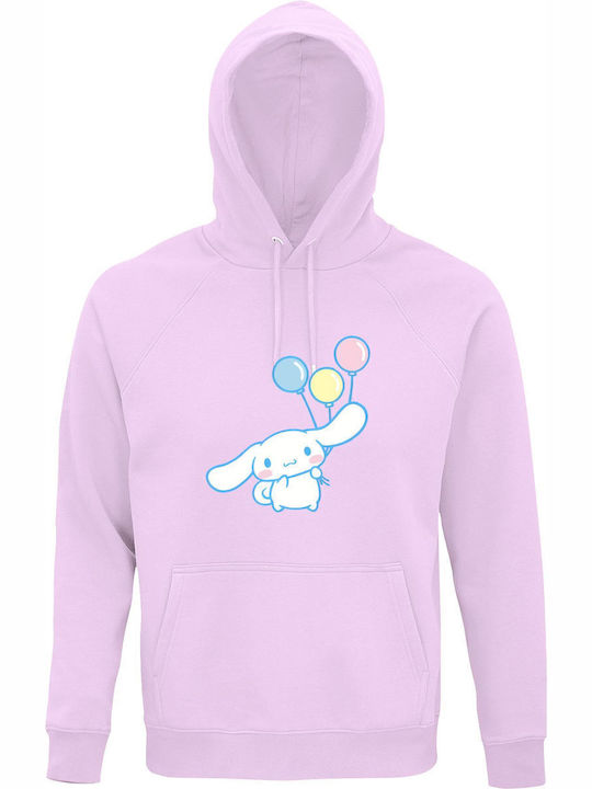 Kids Sweatshirt with Hood and Pockets Creamy Pink Cinnamoroll Flying Ballons