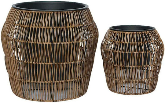 Fylliana Fl22157 Vaze Pentru Plante Rattan Maro 2 Bucăți
