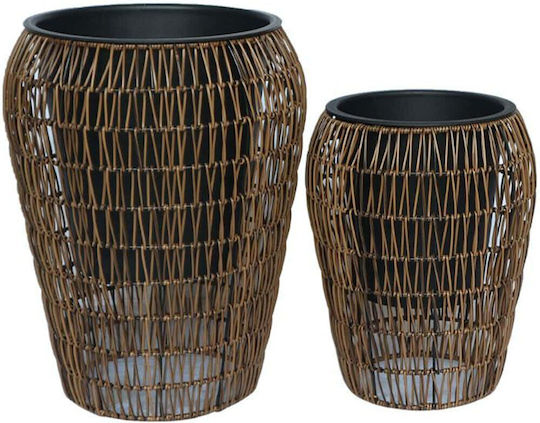Fylliana Fl21897 Vaze Pentru Plante Rattan Maro 2 Bucăți