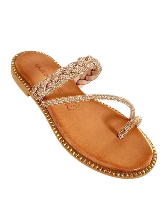 Sandale Casual Damă Din Piele Roz Auriu