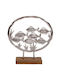 Aluminum Decorative Fylliana Fish On Ring 2803 Wooden Base Silver Color 32x6x30cm 946-124-031