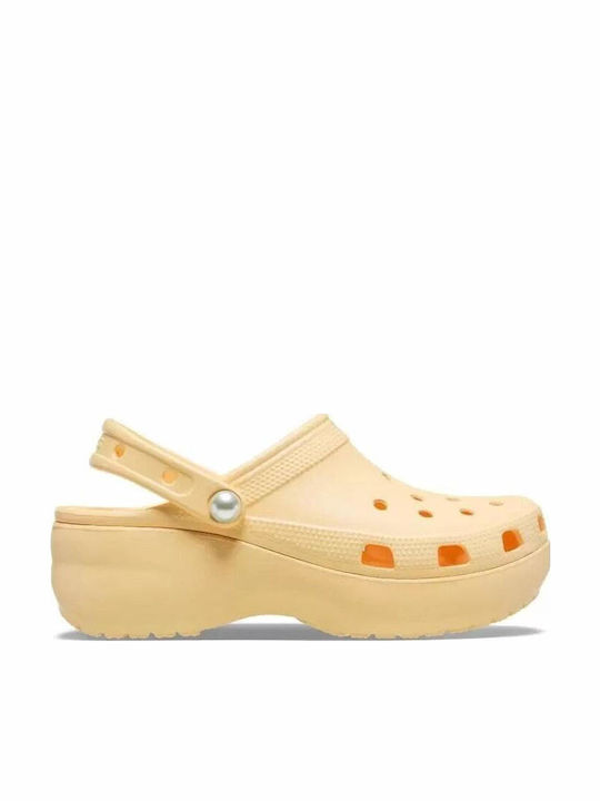 Crocs Classic Pearl Γυναικεία Σαμπό Κίτρινα
