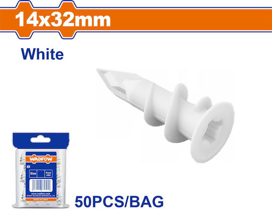 Wadfow Plastic Drywall Self-Drilling Anchor 14x32mm 50pcs Wxtg921
