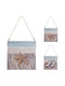 Holzrahmen Sommer 15x15cm 4 Designs Seestern Flip-Flops Krabbe Fisch