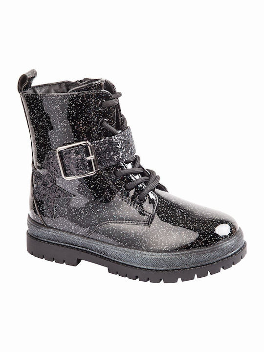 Kinderstiefel mit Schnürsenkeln Schwarz