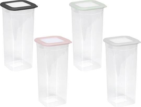Viosarp General Use Vase with Lid Plastic Transparent 1800ml 1 Piece