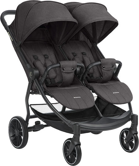 Kikka Boo Happy 2 Double Stroller Suitable for Newborn Dark Grey 11.5kg