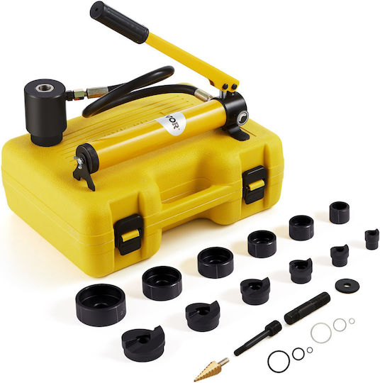 Vevor 10 Ton Hydraulic Knockout Punch Kit 1/2" Έως 2" Conduit Hole Cutter Set Ko Tool Kit Puncher 6 Piece Metal Sheet Driver Tools Aluminium Brass Inox Fiberglass Plastic