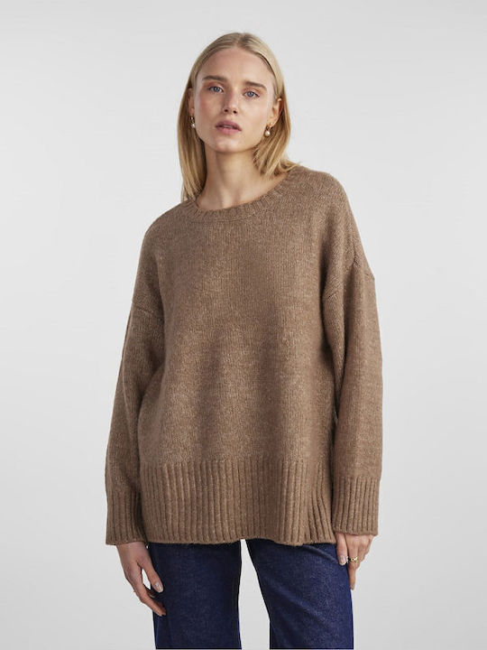 Pieces Women's Long Sleeve Sweater Coffee