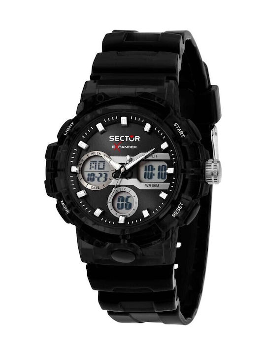 Sector Damenuhr 43mm Chronograph Batterie mit Schwarz Gummi Armband