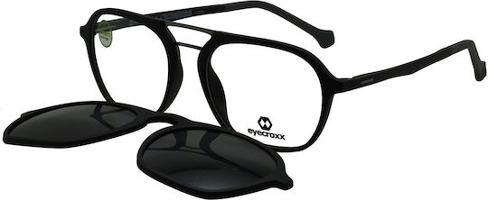 Eyecroxx 571 C1 Clip-On Herren Square Korrektionsbrille Schwarz