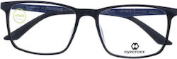 Ochelari de prescripție pentru bărbați Eyecroxx 589 C1 Clip On Pătrați Negri din Acetat