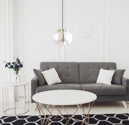 Agora Lighting Ρυθμιζόμενο Κρεμαστό Φωτιστικό Διάφανο Μπάλα με Ντουί E27 25x25x125εκ.