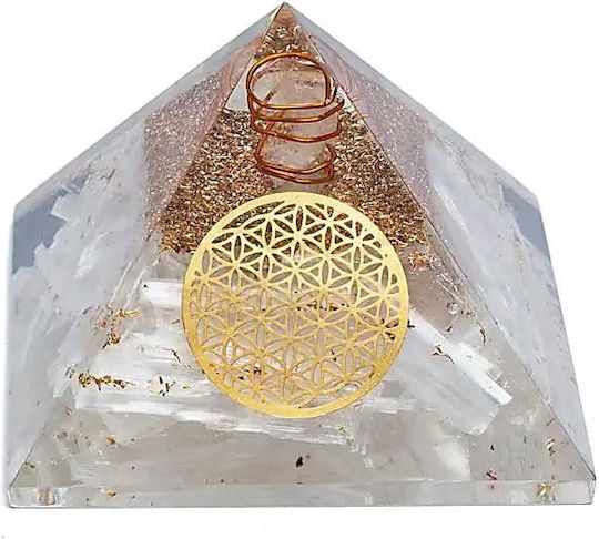 Πυραμίδα Οργονίτη Flower Life Σεληνίτη Orgonite Pyramid 7x7x6cm
