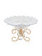 Glas Sockelschale Φ32x21 cm mit Goldmetallbasis Kristalle Keskor 43098
