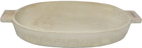 Nakaro Wood Serving Bowl Oval Wooden White 45x25cm