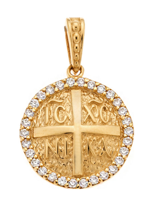 Charm Talisman Konstantin mit Steinen aus 14K Gold mit Zirkon