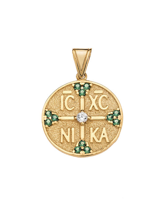Charm Talisman Konstantin mit Steinen aus 14K Gold mit Zirkon