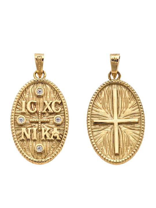 Charm Talisman Konstantin mit Steinen aus 9K Gold mit Zirkon