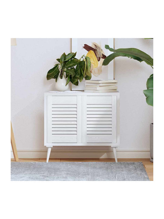 Vidaxl Cabinet Doors Louvred Design 2 Pieces White 39.5x29.5 Cm White