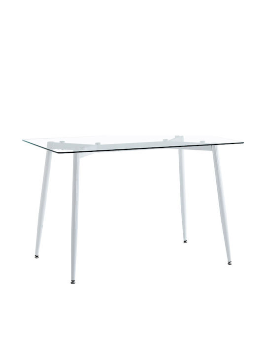 Quana Table Kitchen with Glass Surface Transparent - White 120x70x75cm