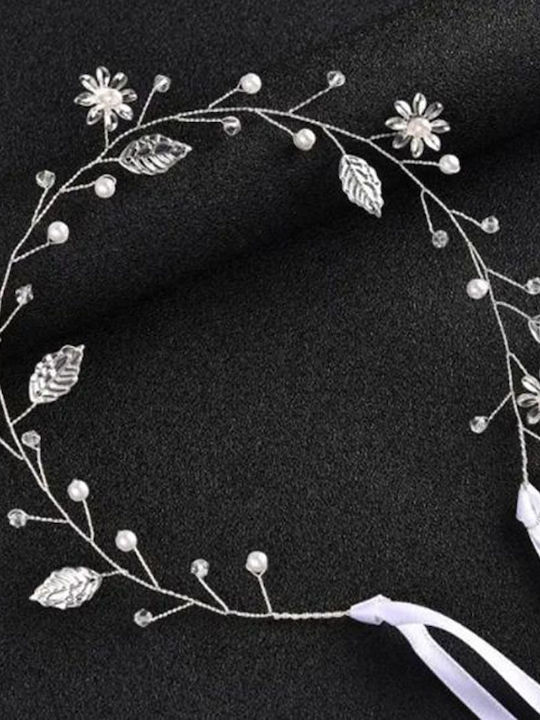 Unique Bridal Hair Decoration Silver Leaf Design Pearls Harper Dimensions Length 36cm