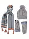 Set with Beanie Knitted in Gray color