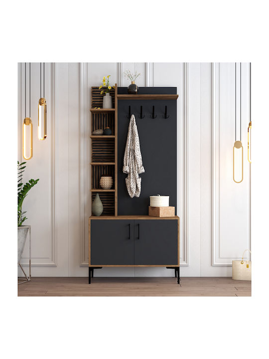 Viyana Eingangsmöbel mit Schuhschrank Walnut-an...