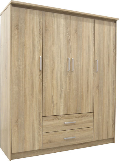 Vier Türen Kleiderschrank Olympus Natural Shade 159x57x183cm