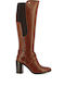 Leder Damenstiefel mit hohem Absatz Dark Brown