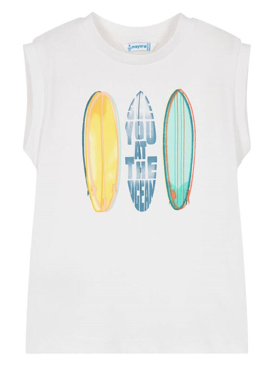 Kids' Shirt Sleeveless White Surf Boards