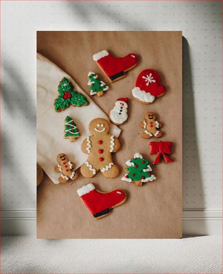 Πίνακας Festive Christmas Cookies Γιορτινά Χριστουγεννιάτικα Μπισκότα 20x30