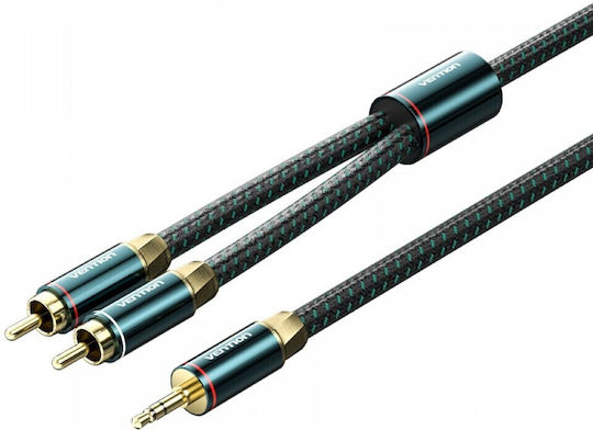 Vention Καλώδιο Ήχου 3.5mm male - 2x RCA male Πράσινο 10m BCSGL